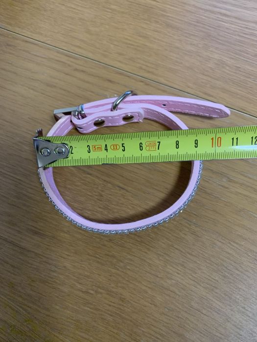 Coleira rosa com brilhantes para cao pequeno nova