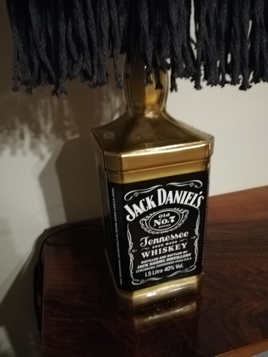 Lampa stołowa nocna Jack Daniels, hand made, makrama