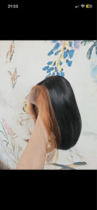 Peruka czarna lace front krotka