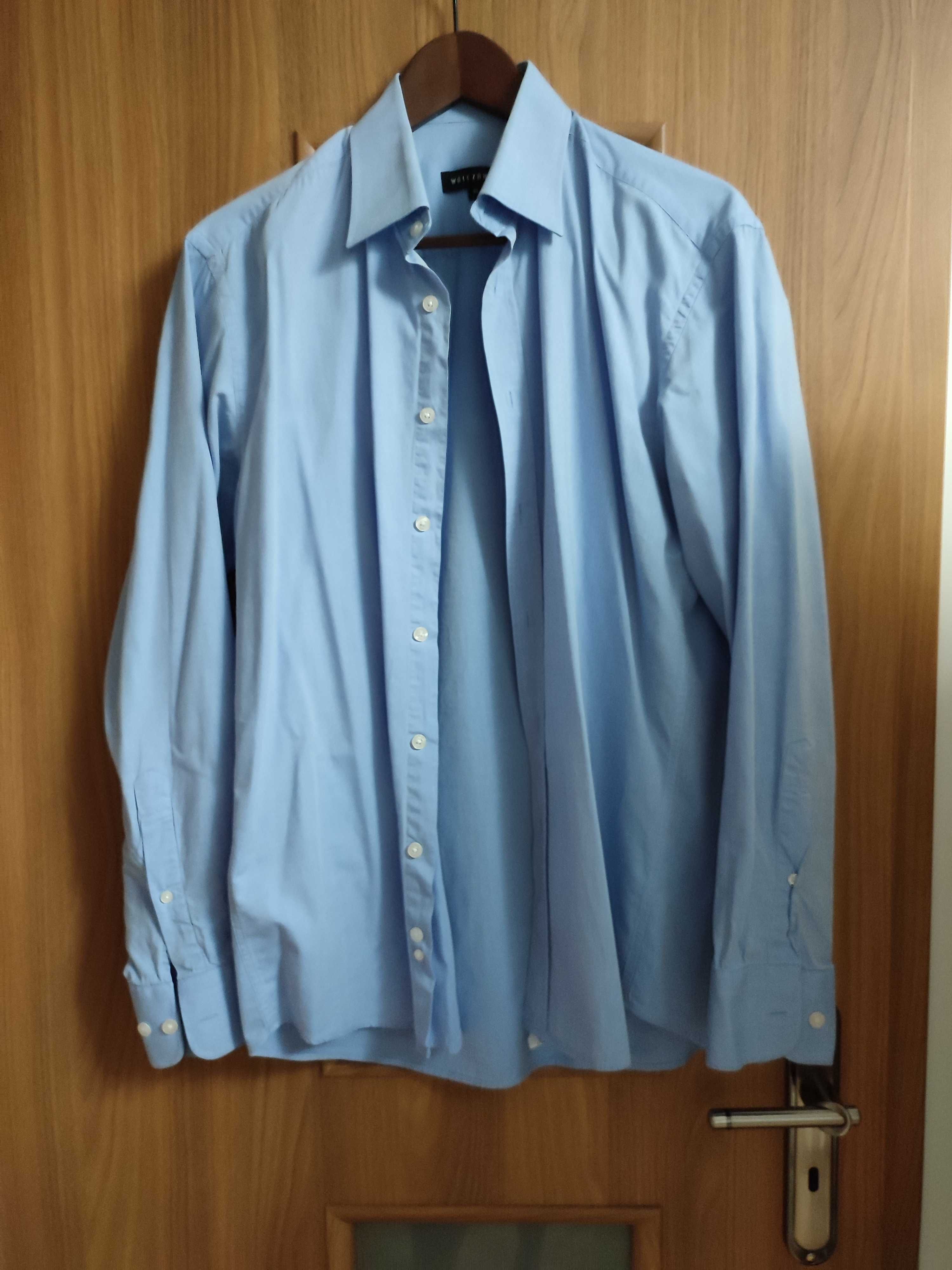 Błękitna/niebieska koszulka długi rękaw Wólczanka 41/176-182 Slim
