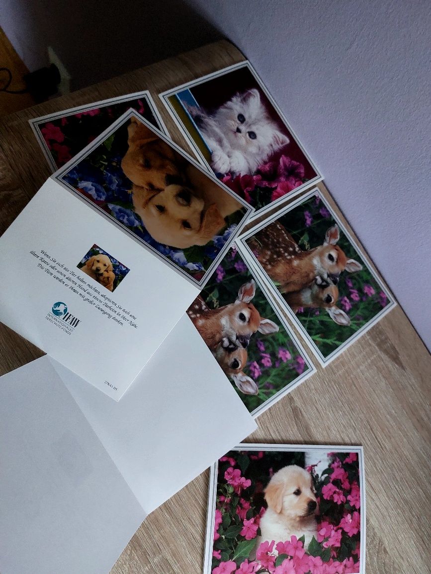 Obrazki/pocztówki/kartki kolekcjonerskie ze zwierzętami