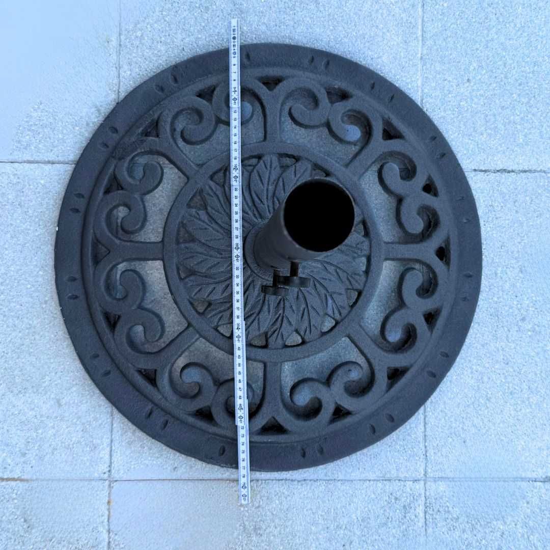 Base Cinzento de Guarda-Sol em Ferro Fundido Pesada e Estável