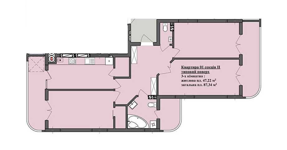 Продаж 3 км квартири в новобудові вул.Трускавецька