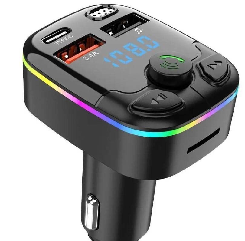 Transmiter samochodowy bluetooth audio MP3 ładowarka rgb