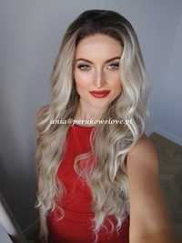 Peruka LACE FRONT blond balejaż fale włosy na co dzień