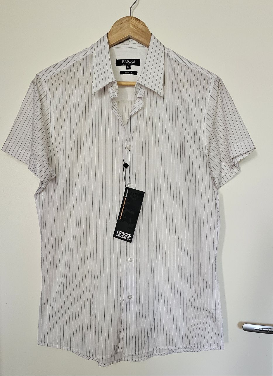 Nowa koszula slim Fit biała prązek M, SMOG