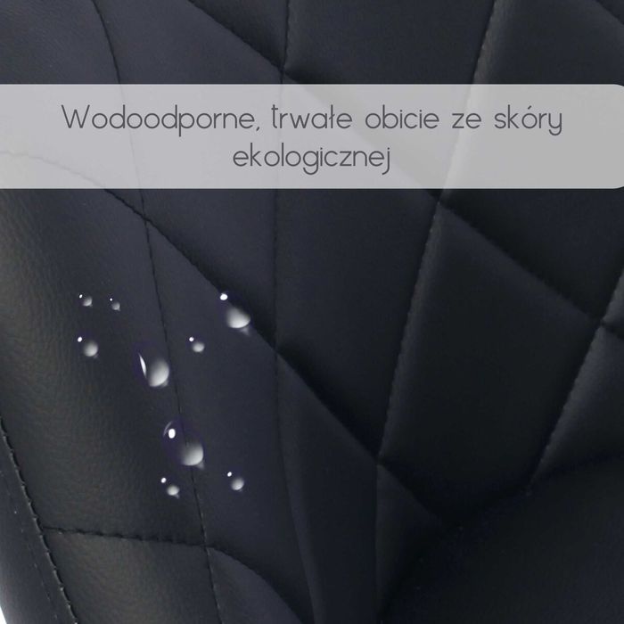 Hoker Krzesło Barowe Glamour Skóra Pikowany CZARNE tapiceroeane Fa VAT