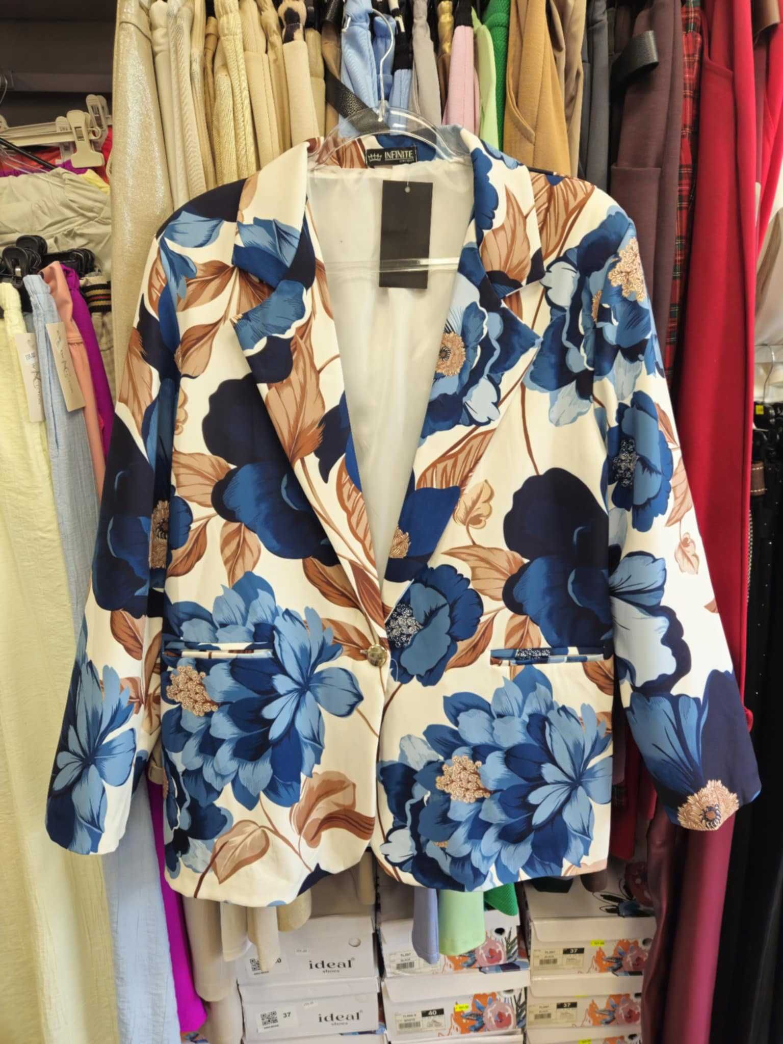 Marynarka Kwiaty niebieska Plus size Italy !!!