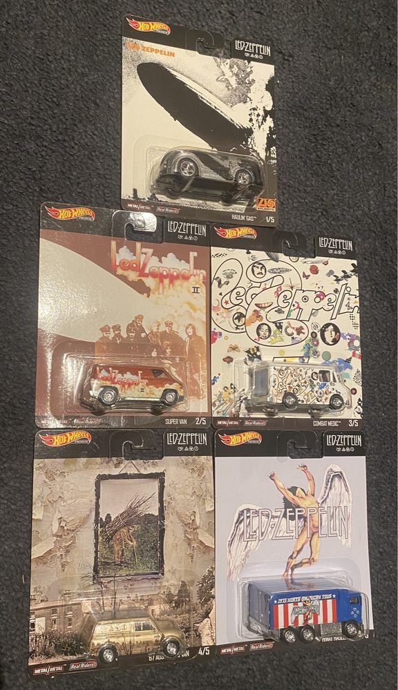 Hot Wheels Led Zeppelin coleção completa de 5 carrinhos