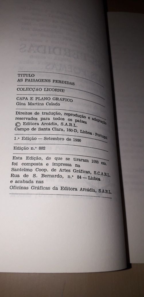 As Paisagens Perdidas - Nuno Bermudes (1ª edição, 1990)