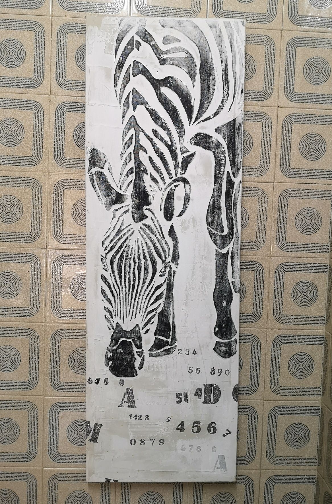 Tela decorativa em relevo (90 x 30)