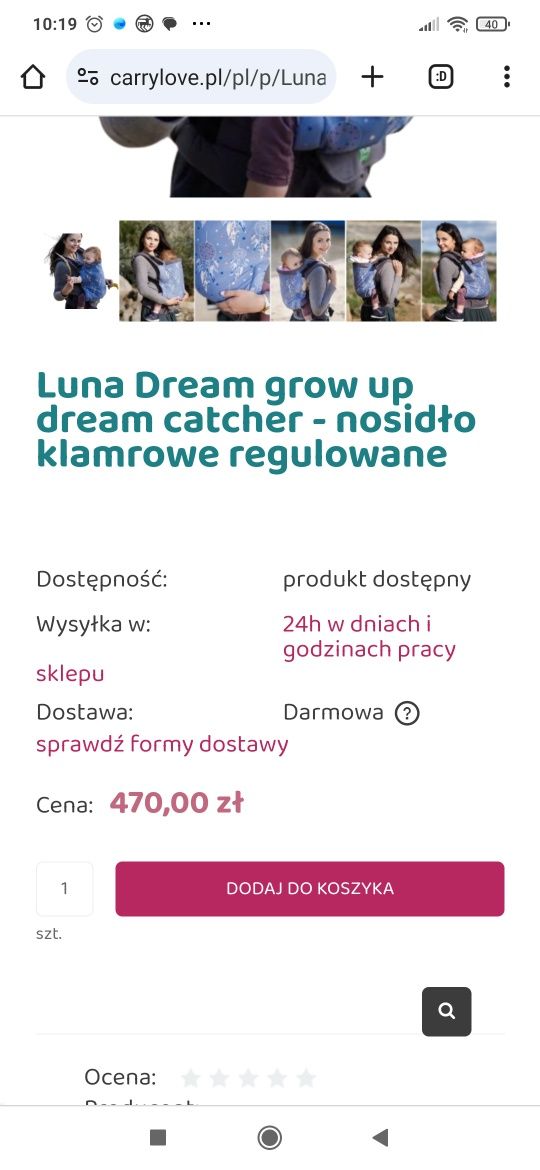 Nosidło luna dream grow up, od 3 miesiaca