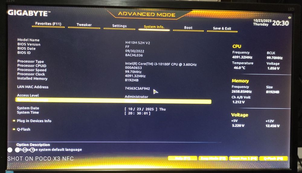 Материнська плата Gigabyte ga h410n-s2h v2 s1200 + CPU core i3-10100f