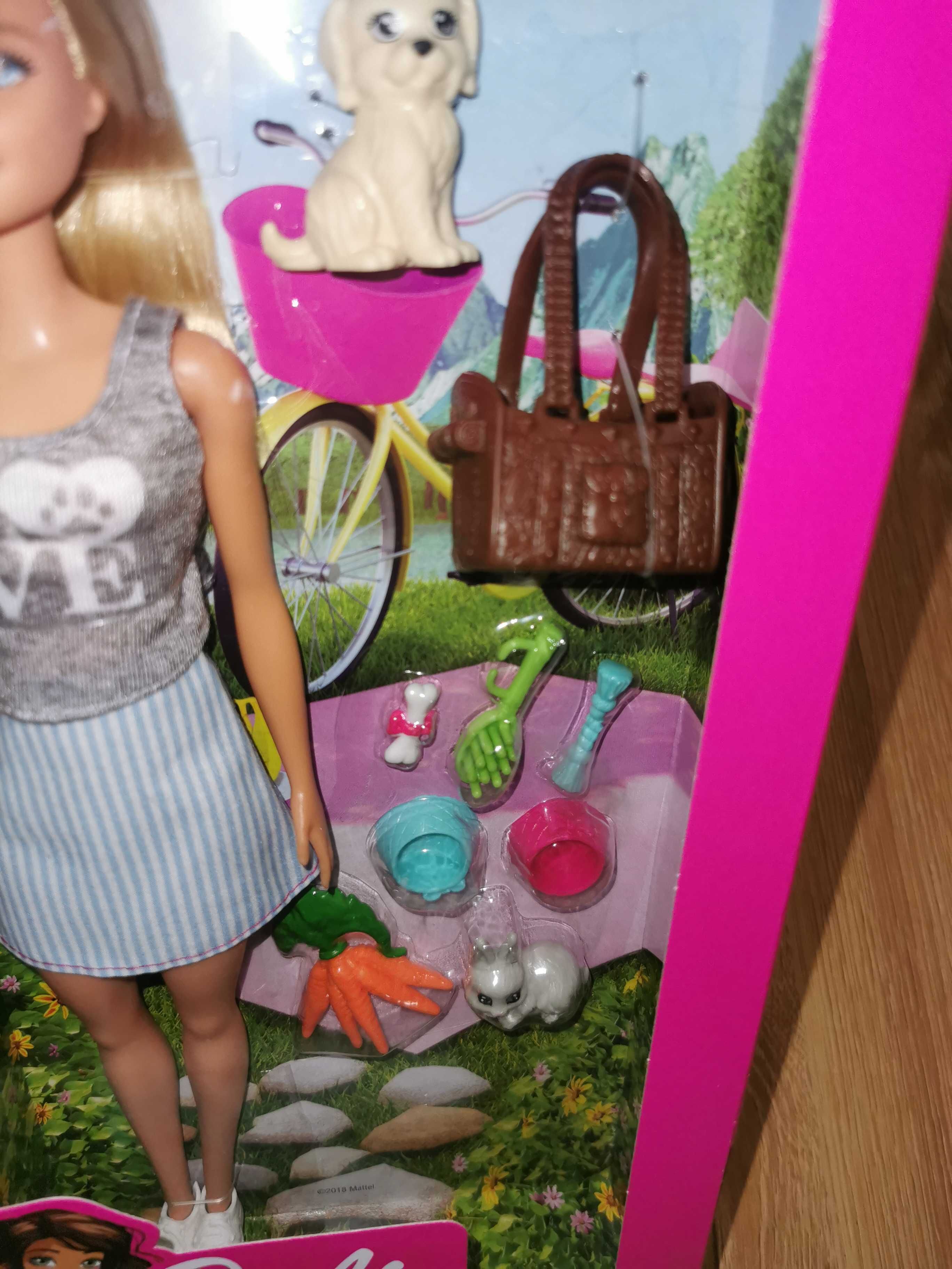 Nowy zestaw Barbie lalka ze zwierzątkami + akcesoria