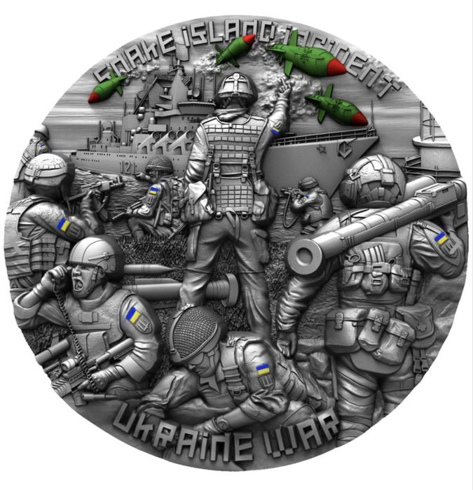 Срібна монета 2 унціі Острів Змііний 2000 франків Камерун 2023 рік