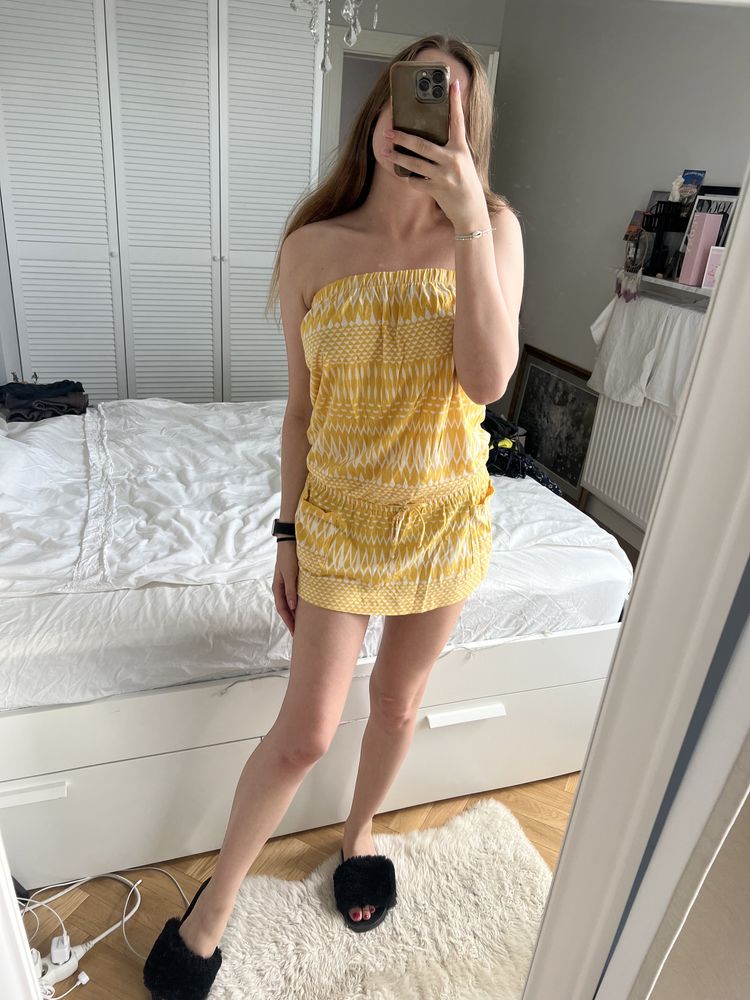 Letnia żółta sukienka S/M zara plażowa narzutka