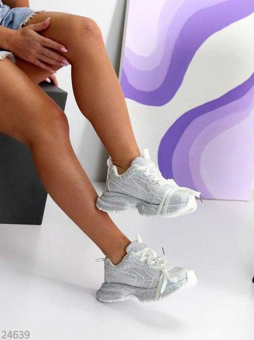 Кроссовки "sindy", белые,  со стразами 41 размер-25.5 под Balenciaga