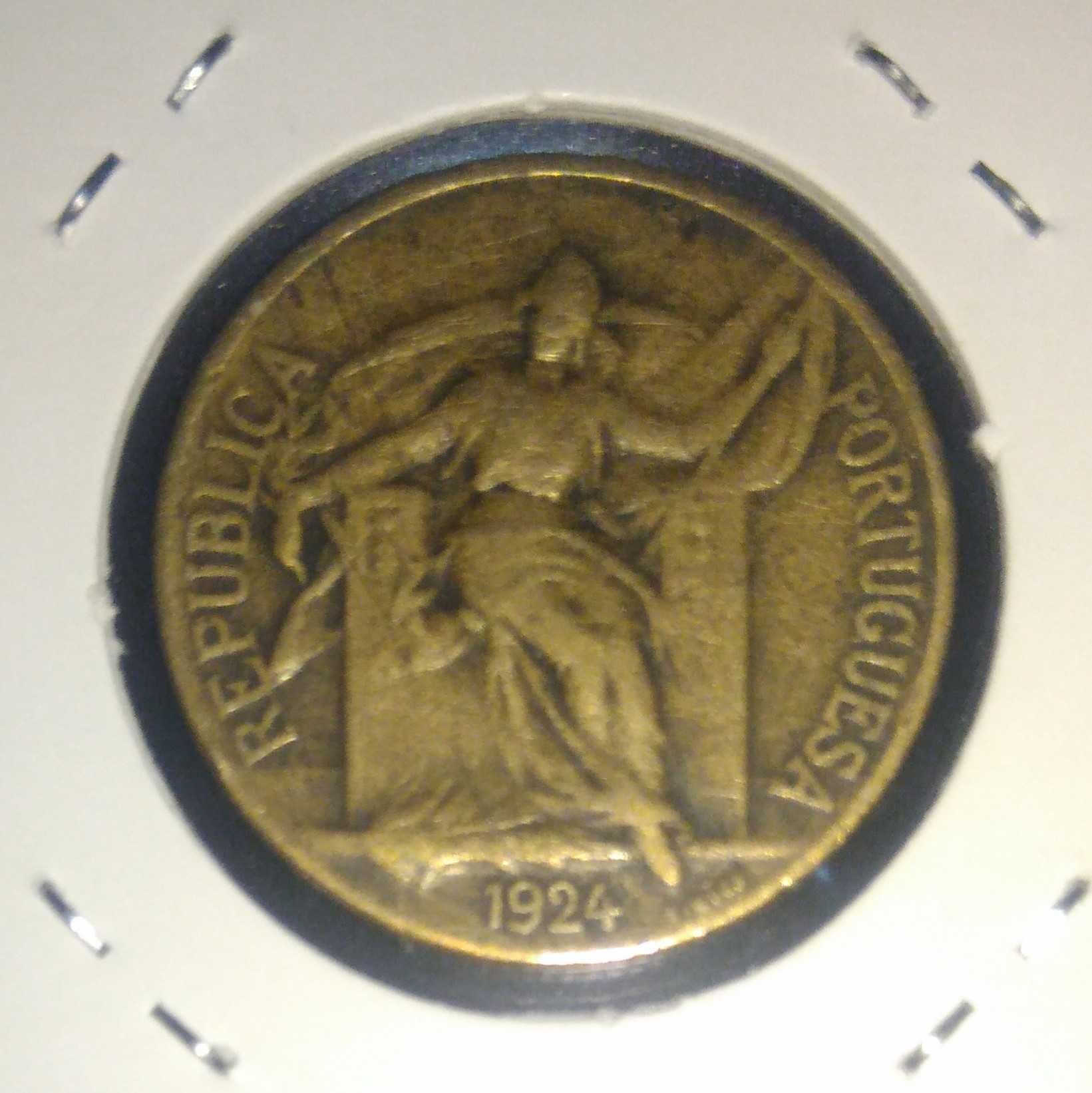 Moeda um escudo 1$00 de 1924 em bronze