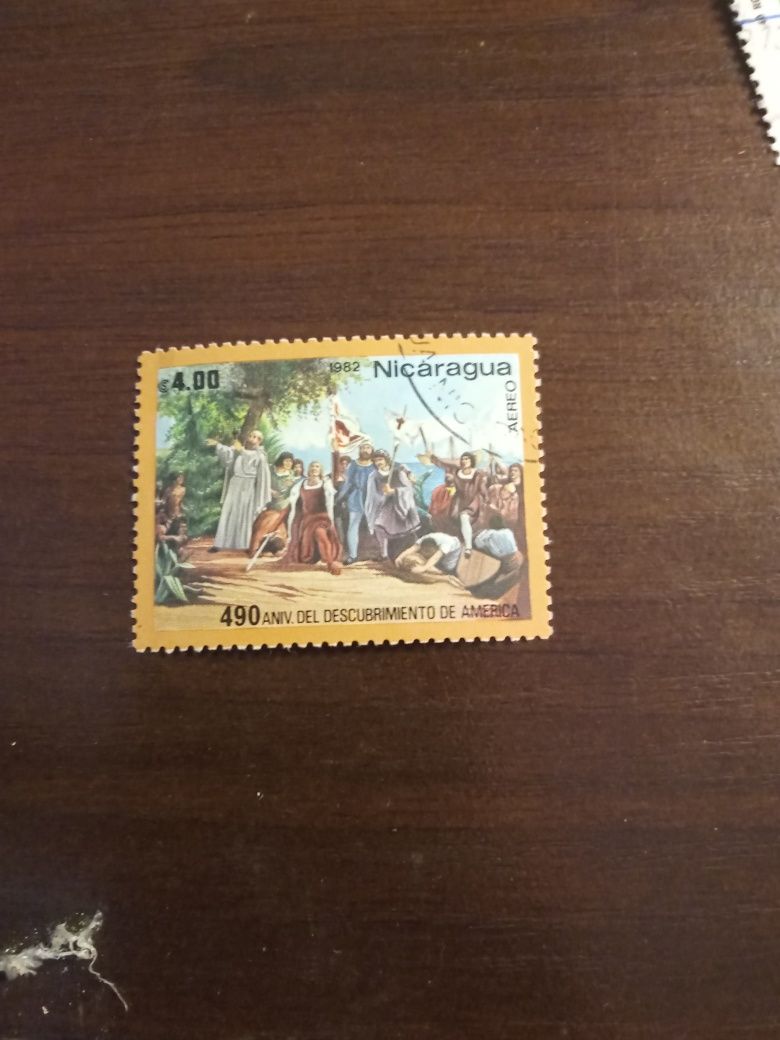 Znaczek pocztowy Nikaragua 1982 Lądowanie Kolumba