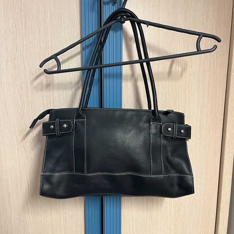 Vintage Torebka Skórzana Z Paskami Y2K Leather Bag Retro 90s