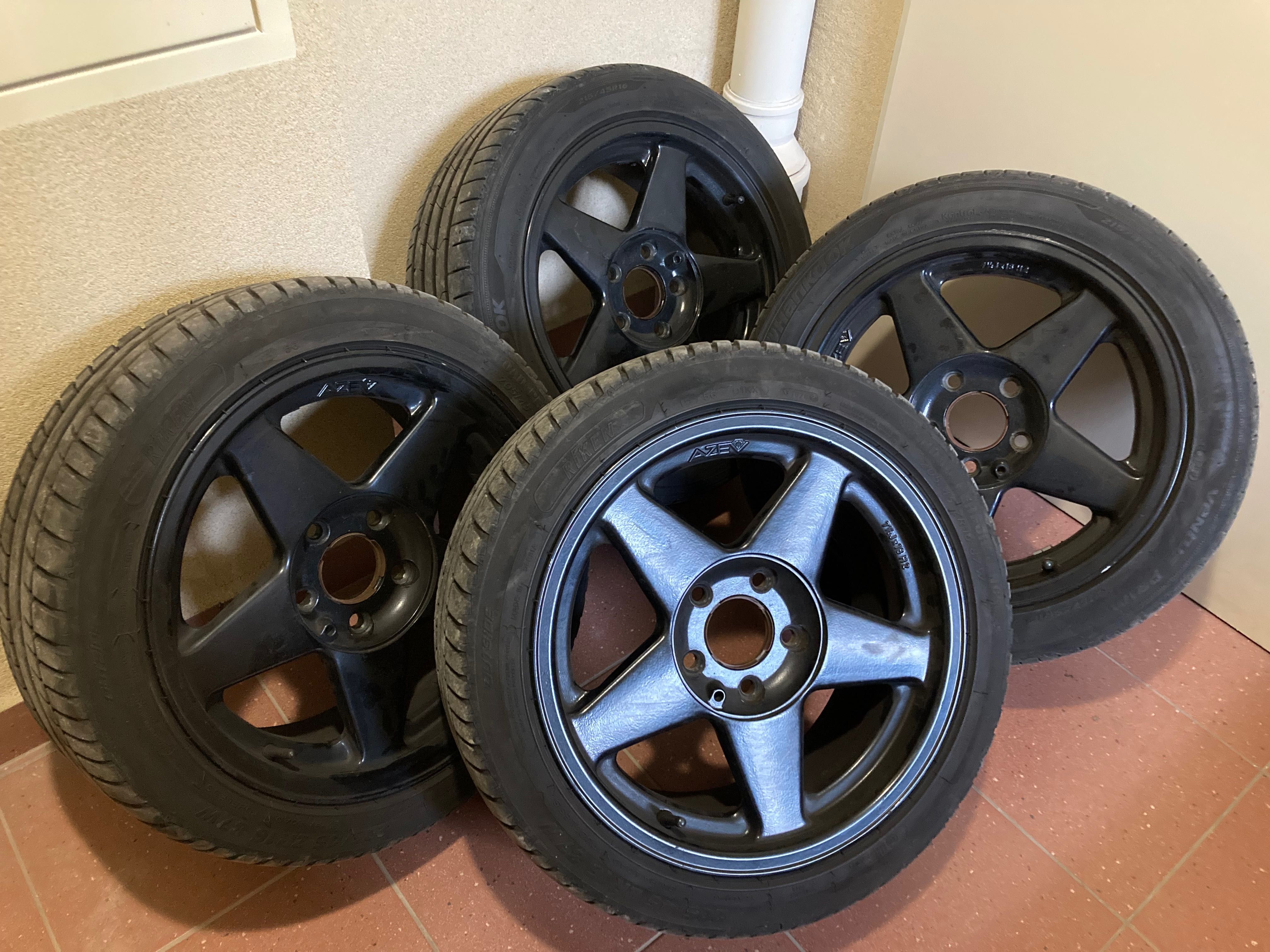 Czarne felgi Azev A 16” 5x112 + opony 205/45/16 Mercedes Vw Audi