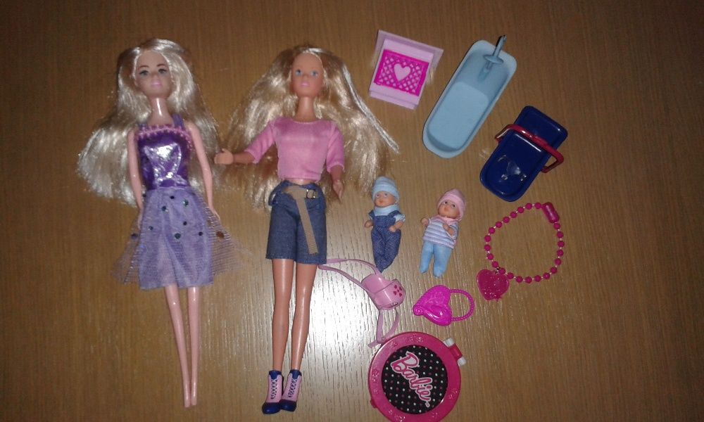 Zestaw Barbie 2x lalka, 2x bobas + 2x nosidełko + akcesoria