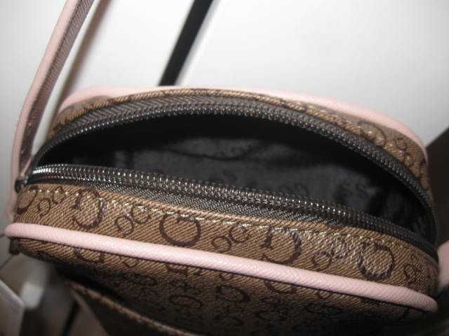 Oryginalna Damska Torebka Guess Listonoszka Logowana Brąz /Pudrowy Róż