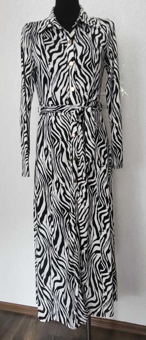 Wzór zebra sukienka czarno biała 40
