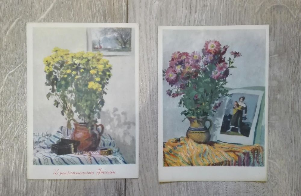 2 pocztówki / W. Zakrzewski / kwiaty