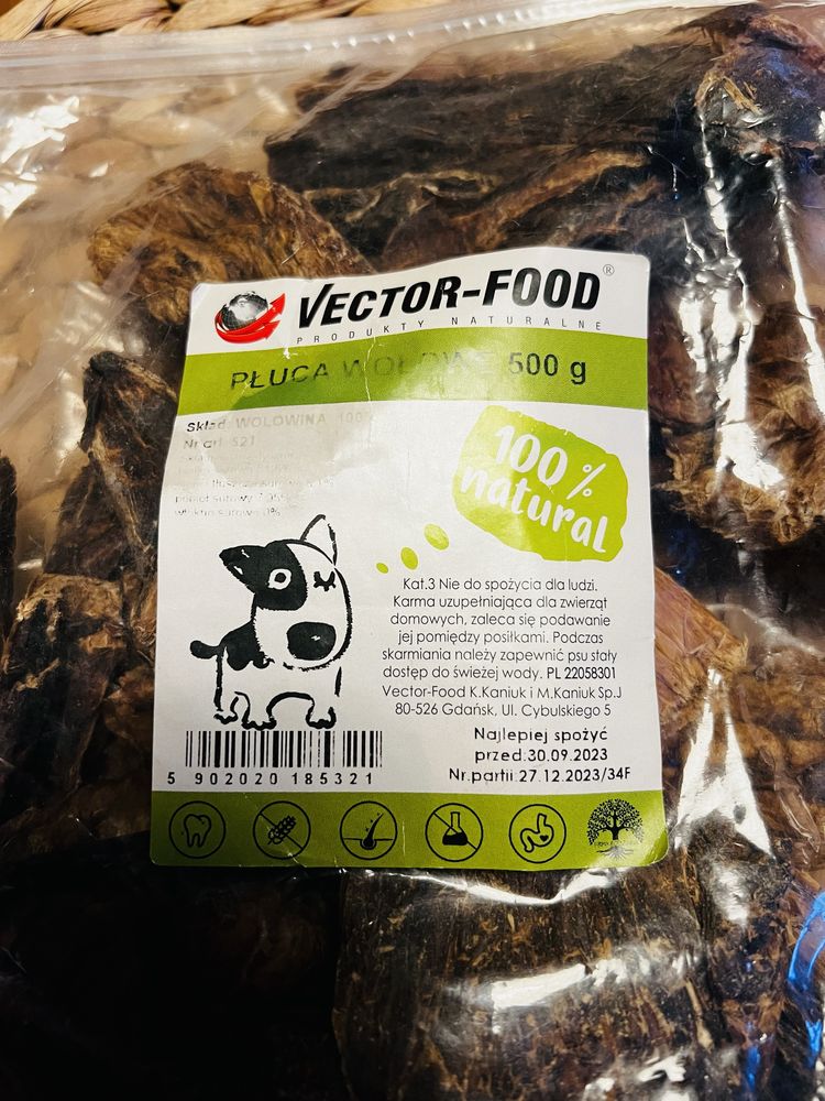 Płuca wołowe dla psa suszone przysmak naturalne 300 g Vector-Food