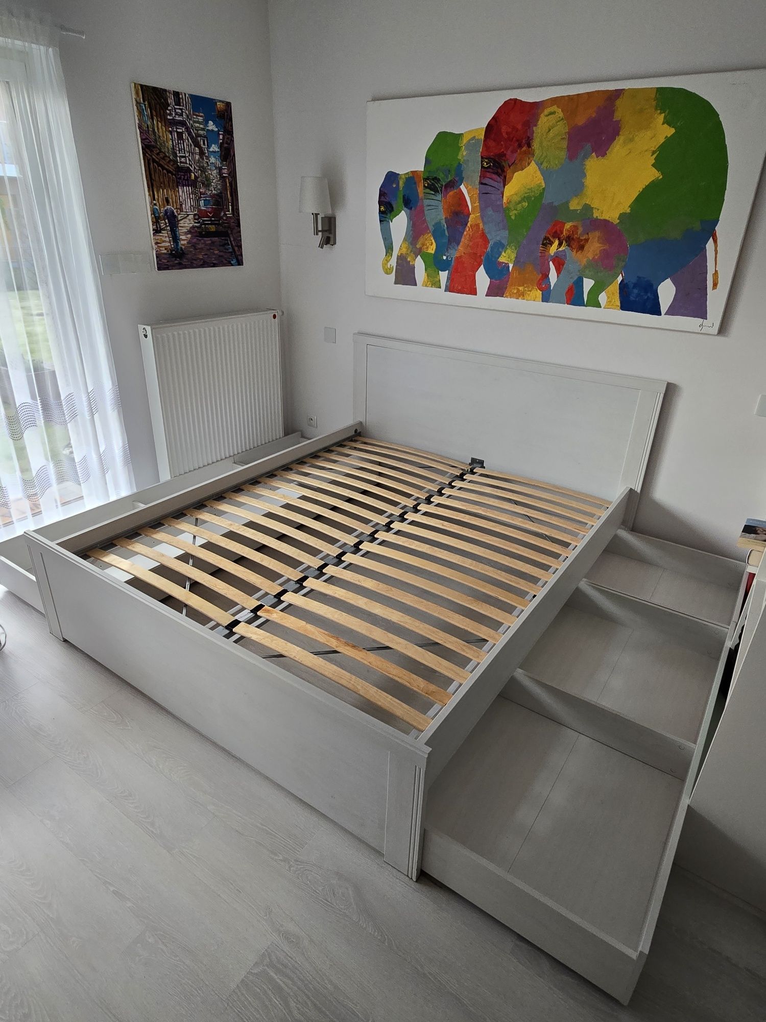 Łóżko Ikea Brusali - 4 szuflady- Kolor Biały - 399.311.43