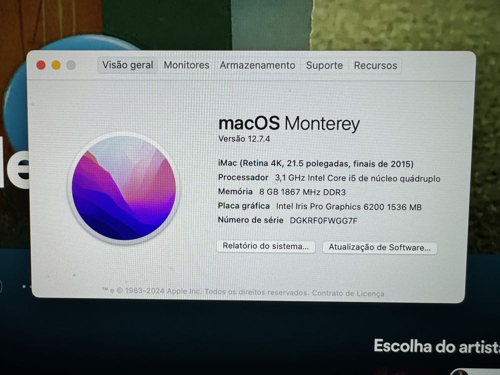 Oportunidade! IMac 21.5 4k Retina 3.1ghz 8gbRam