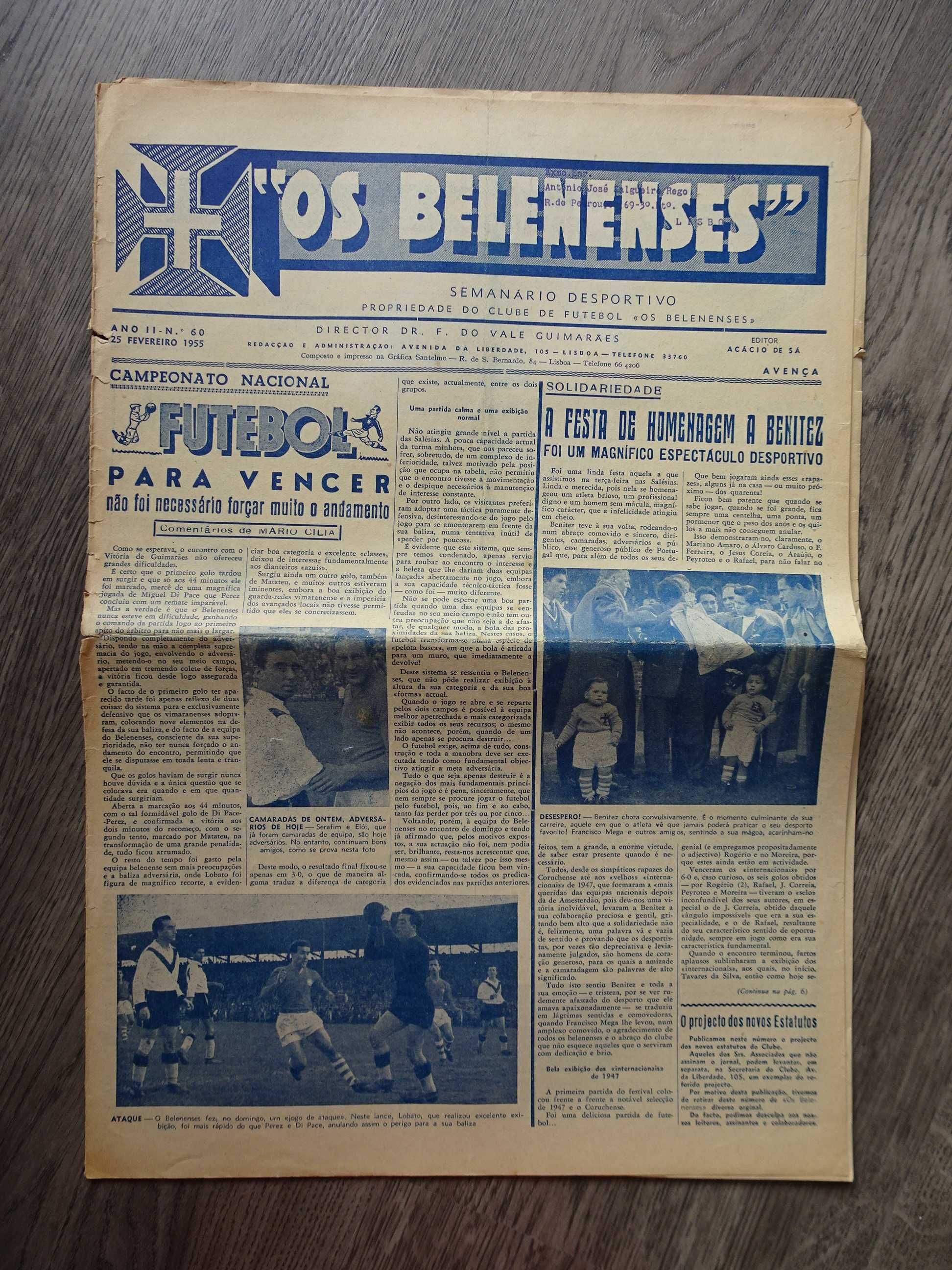 Antigo Jornal Belenenses Fevereiro 1955