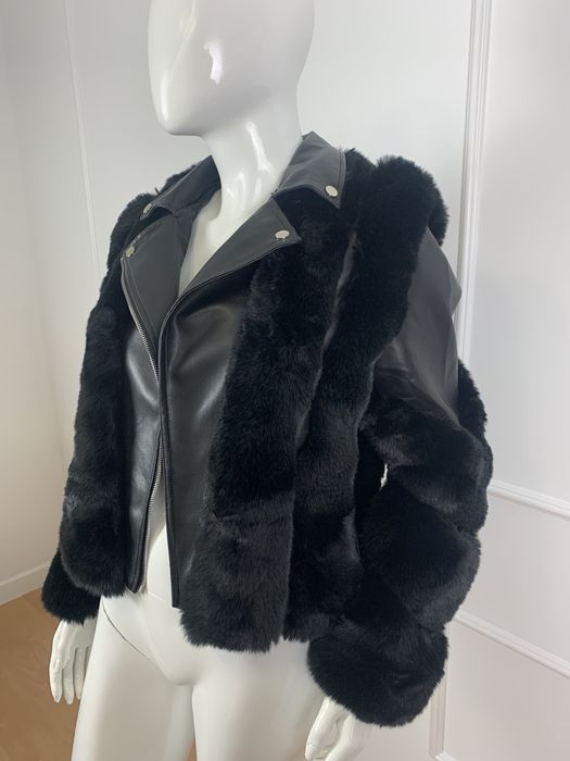 Kurtka damska skorzana ramoneska z futerkiem S M L XL