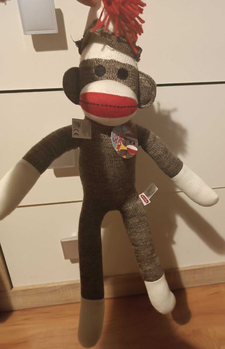 Klasyczna maskotka małpa małpka w stylu retro Sock Monkey 57 cm