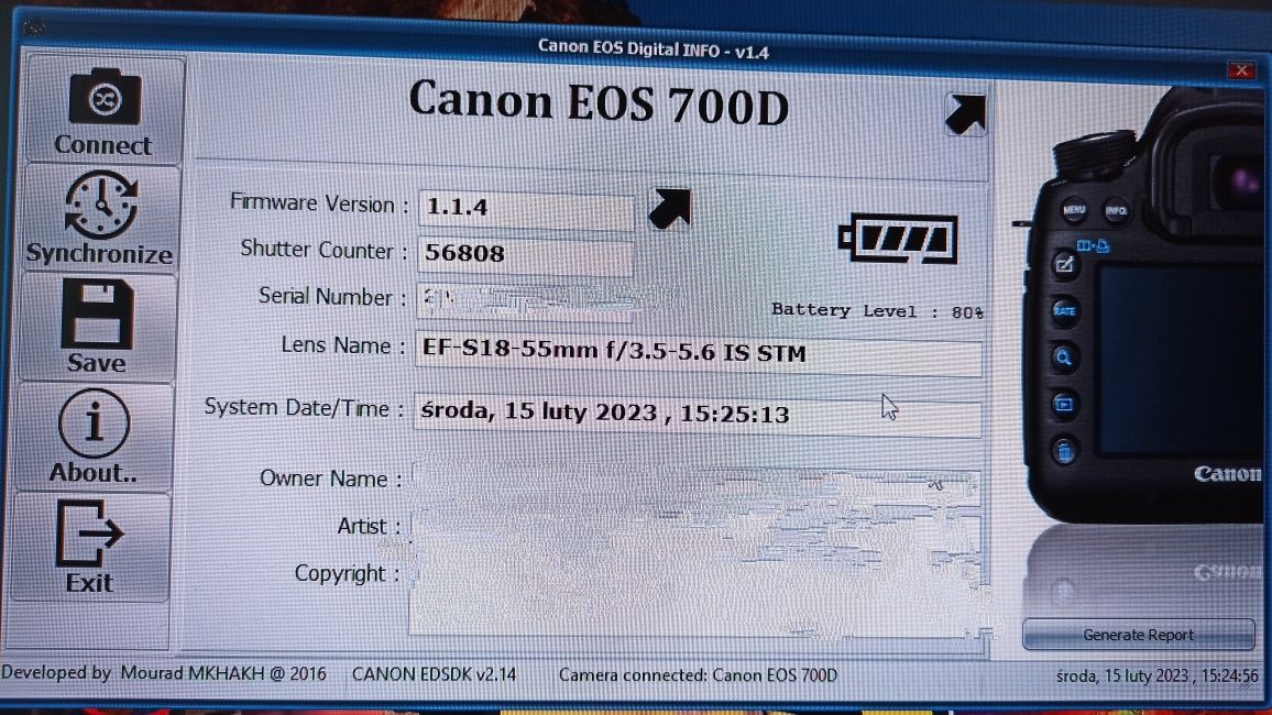 Canon 700D 2 obiektywy: EF-S 18-55 + EF 50, filtr UV