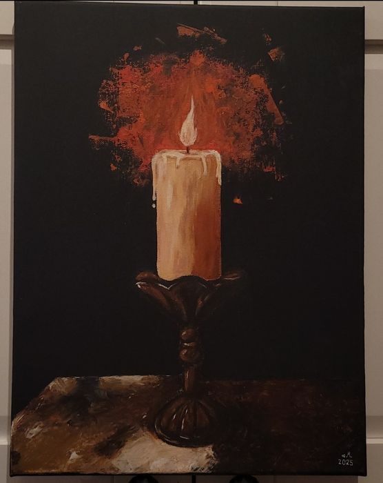 Obraz "Świeca w mroku" - akryl