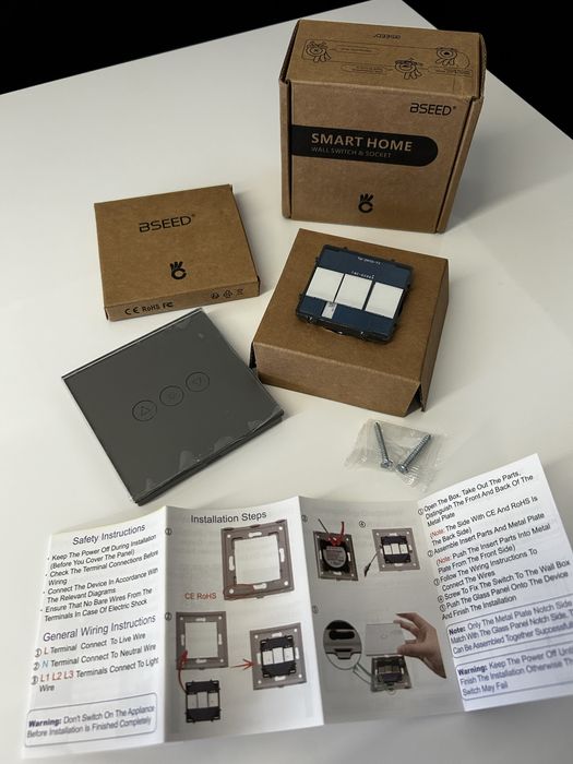 Touch Switch Smart Home włącznik szklany srebrny nowy zestaw