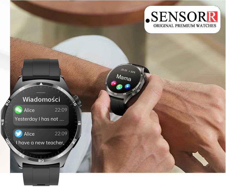 SMARTWATCH Męski Rozmowy SMS EKG Pomiar Cukru CIŚNIENIE Temperatura PL