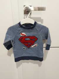 Bluza H&M Superman 68cm niebieska melanż jak nowa dresowa