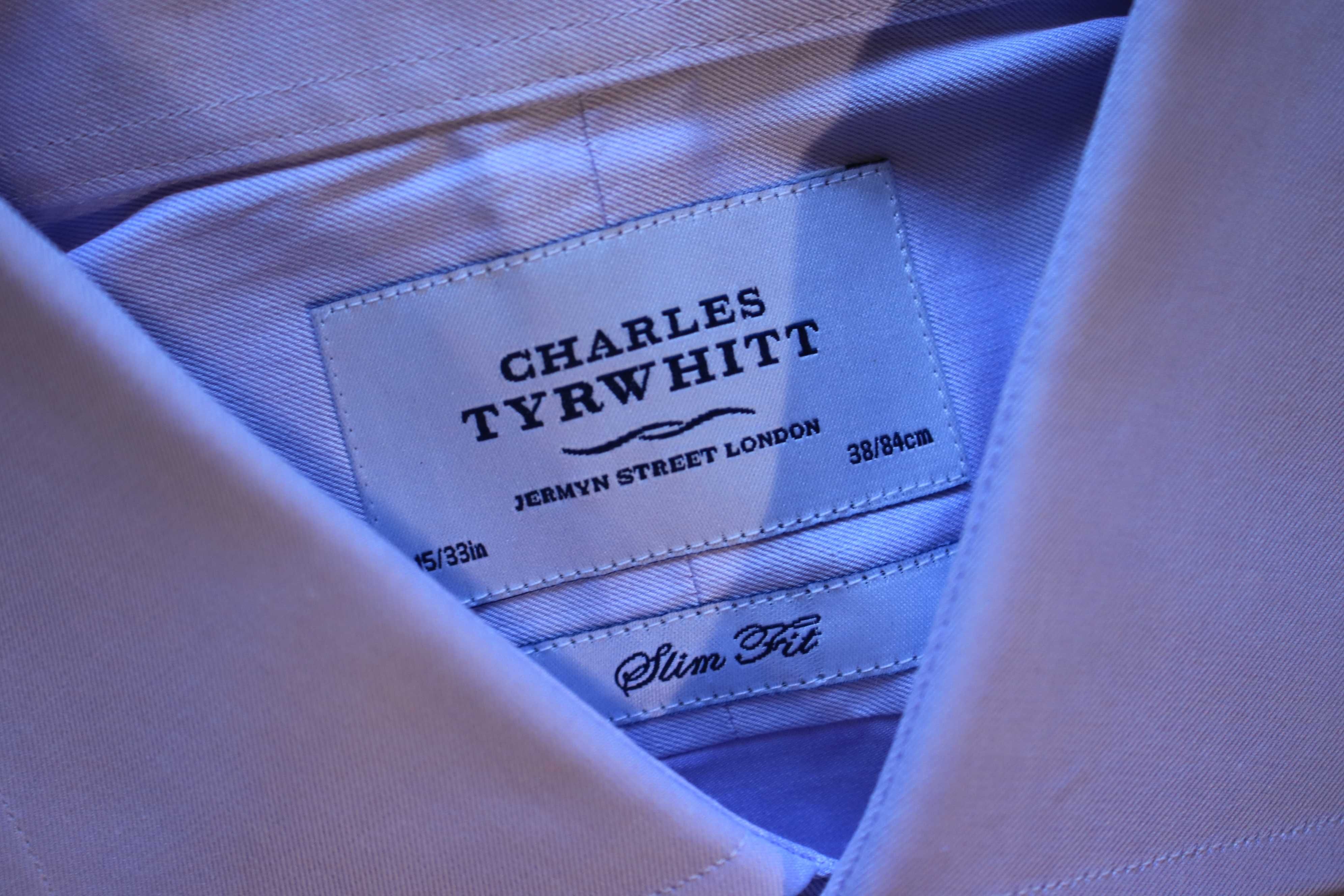Koszula Charles Tyrwhitt r. 38 fioletowa męska dł rękaw bawełniana
