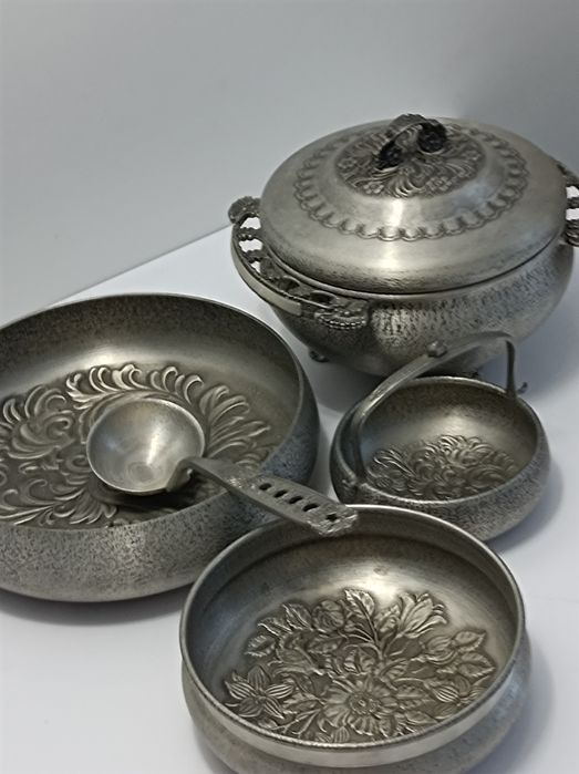 Norweski zestaw naczyń z cyny EIK, antyk, nordycki styl, wikingowie