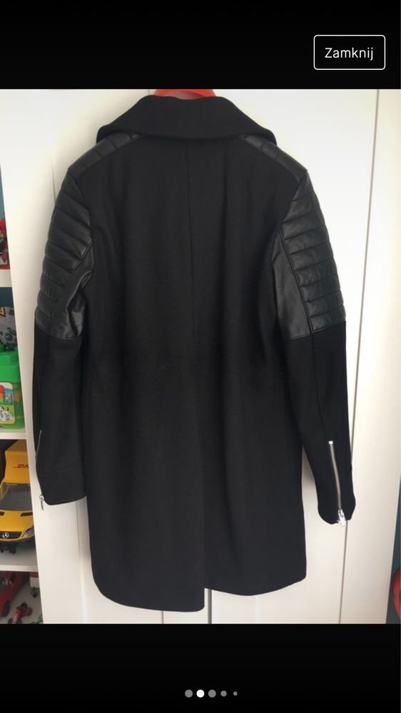 Płaszcz wełniany Mango Suit r. M/L. Czarny w stylu biker.