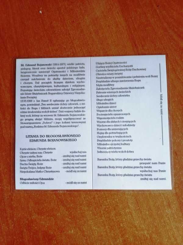Bł. Edmund Bojanowski - modlitwa, litania  - zalaminowana
