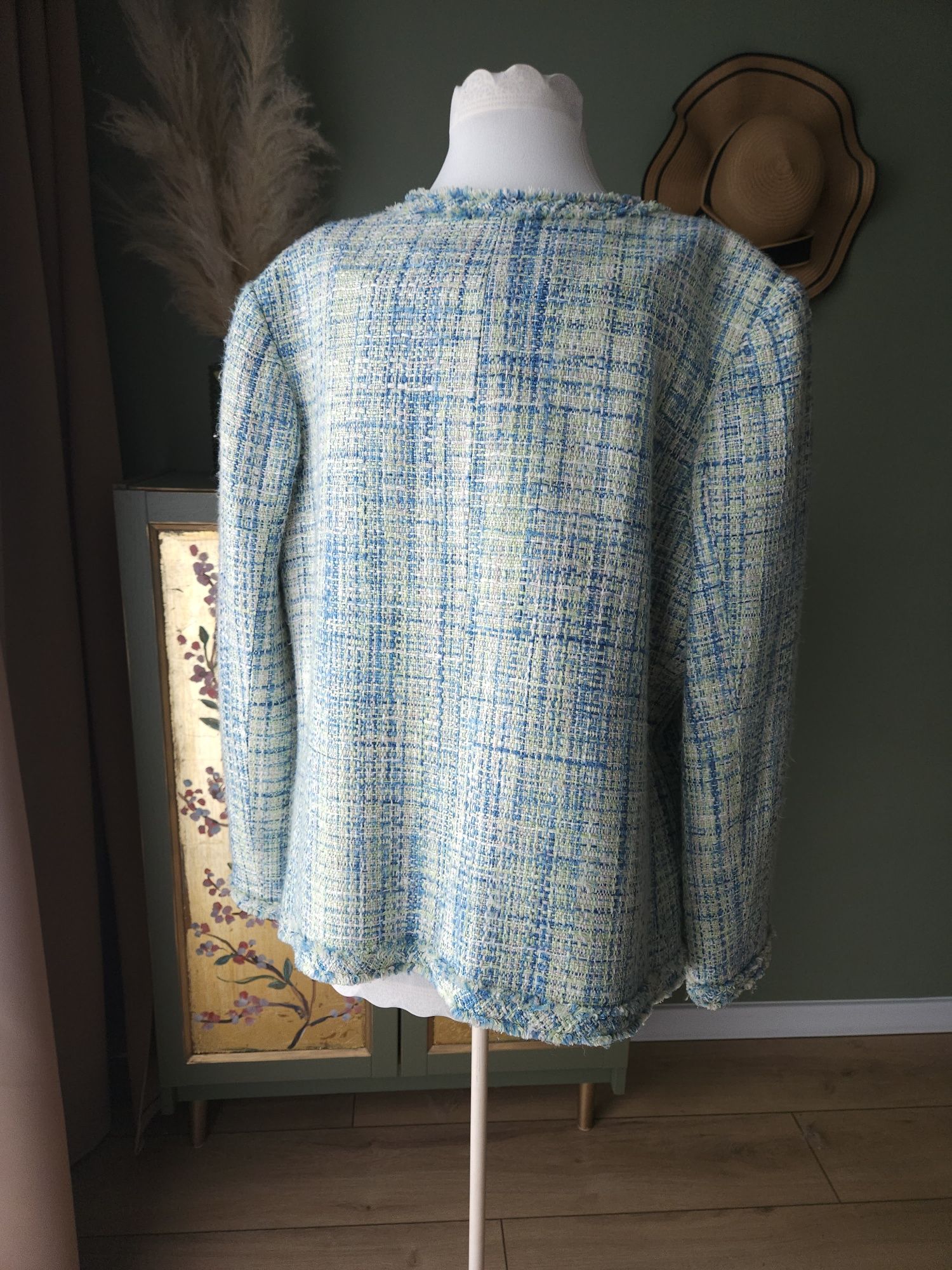 Stylowa Damska marynarka w kratkę XL  żakiet elegancki  francuski styl