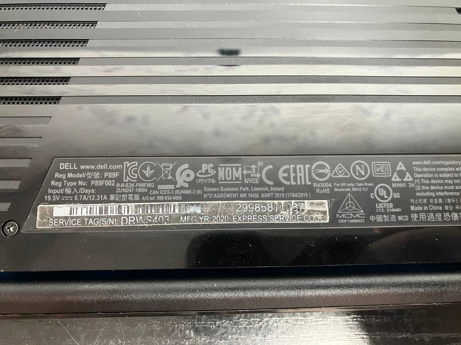 Ноутбук Dell G3 3500 Intel core i7-10750H 2.60GHz GeForсe RTX 2060