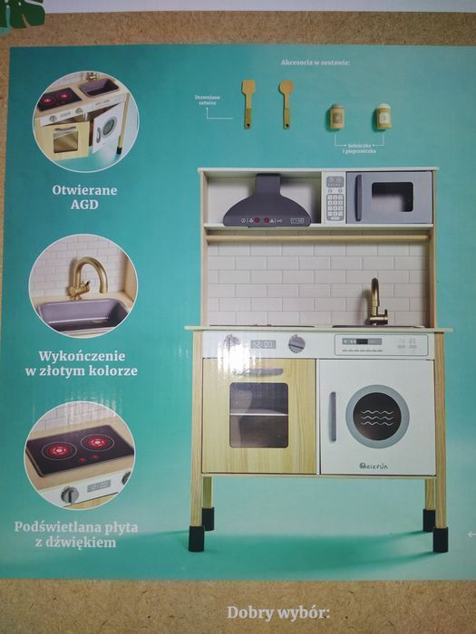 Kuchnia elefun interaktywna dla dzieci drewniana