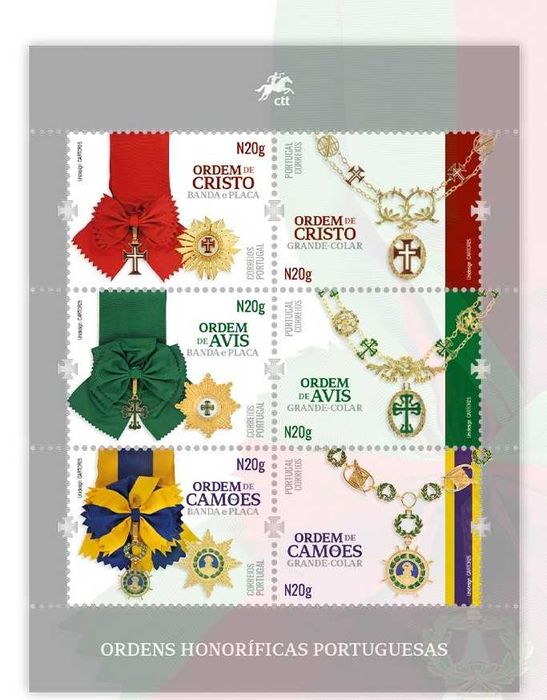 Bloco novo Ordens Honorificas Portuguesas com 6 selos - 2025