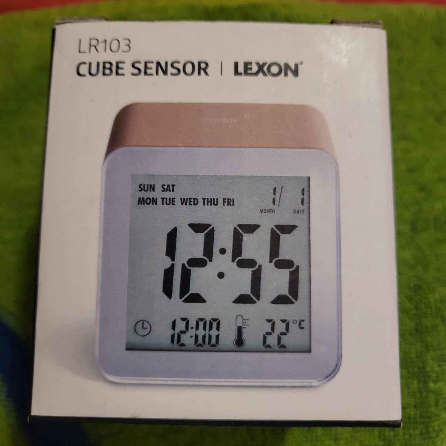 Zegarek Cube, budzik podświetlany, LEXON LR 103, Nowy