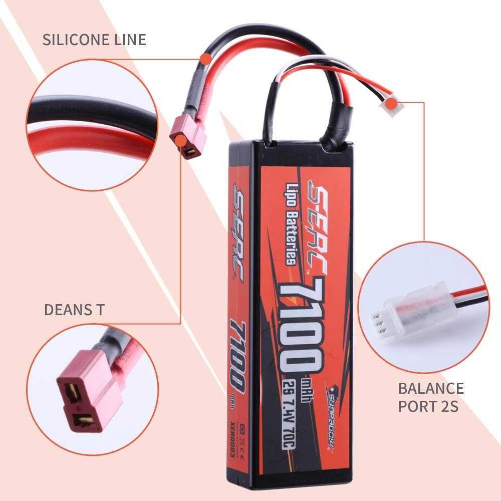 Sunpadow 2S LiPo 7.4V 7100mAh 70C із твердим корпусом Deans T Plug